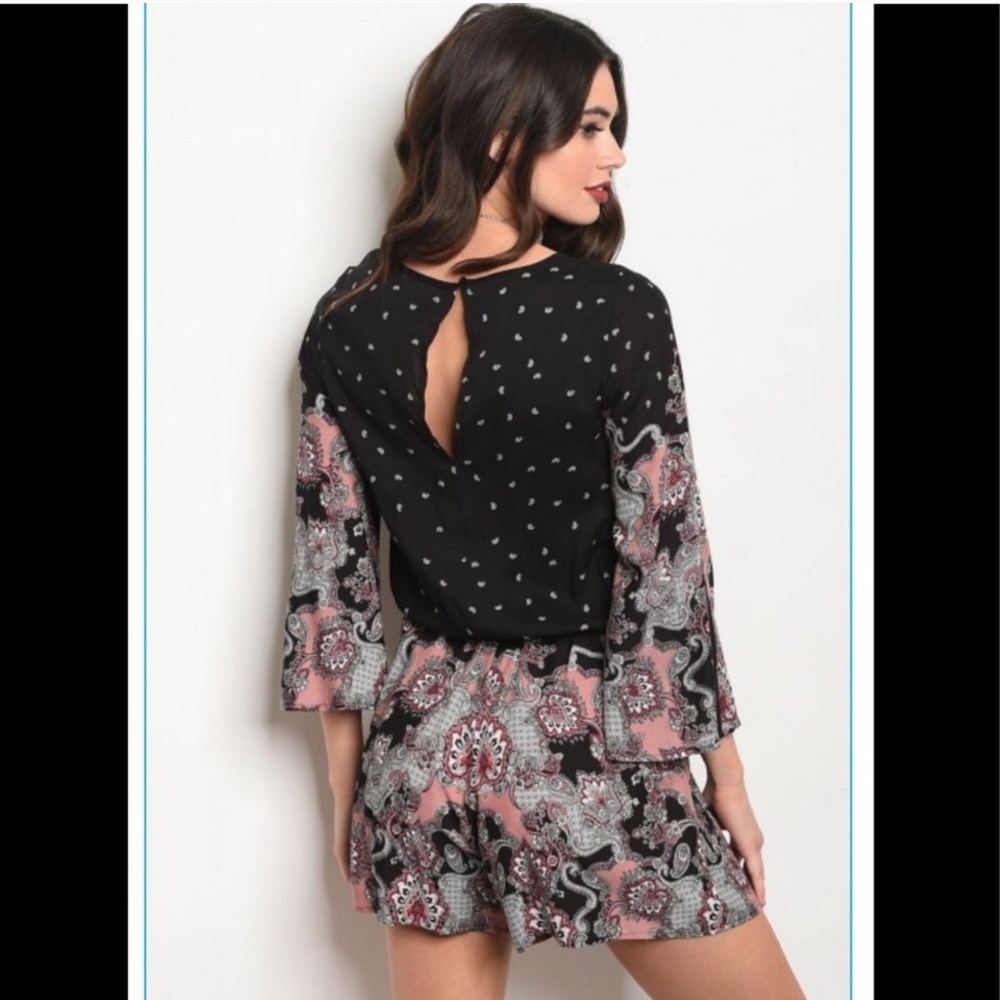 BLACK PAISLEY ROMPER - Picture 4 of 8